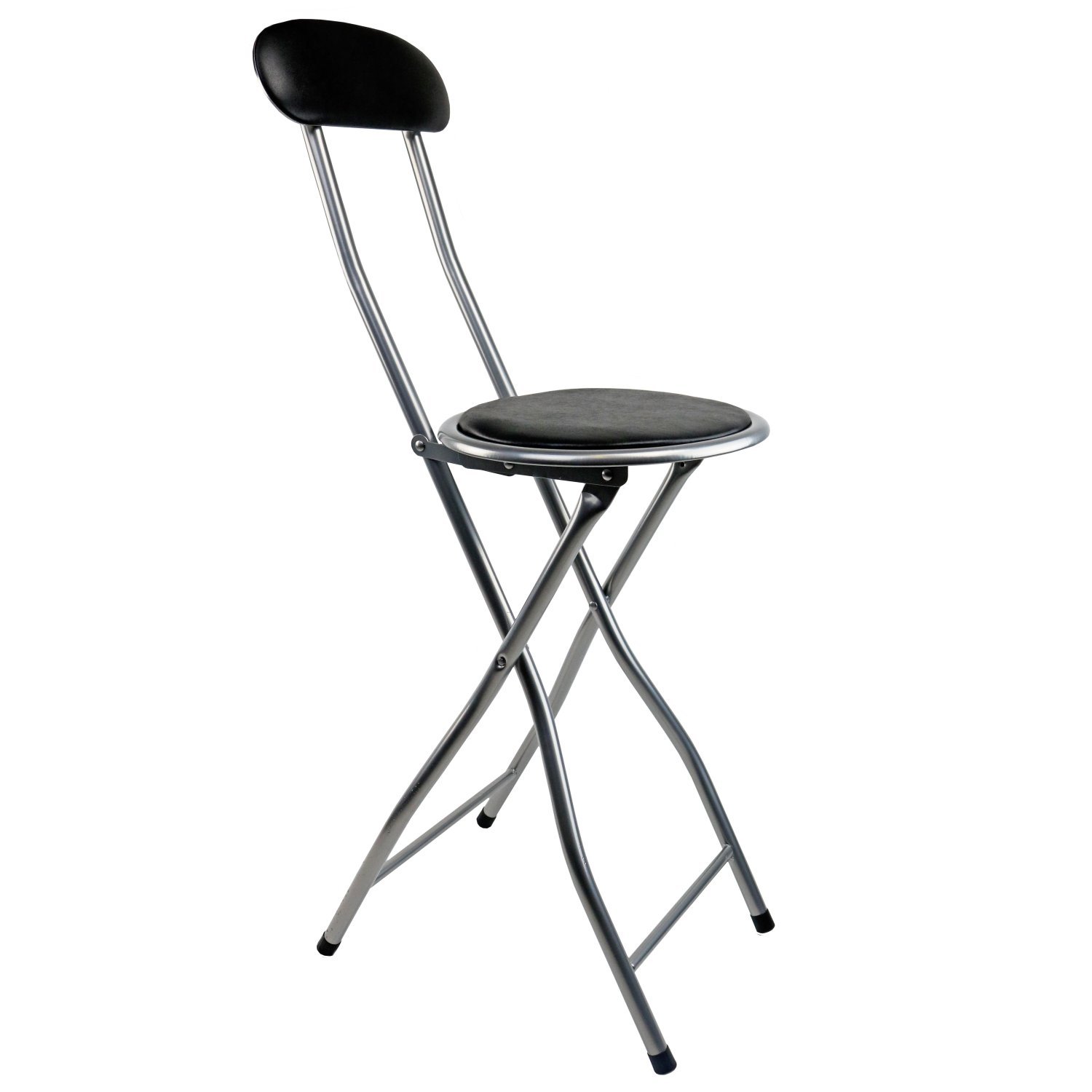 Black Padded Folding High Chair Breakfast Kitchen Bar Stool Seat