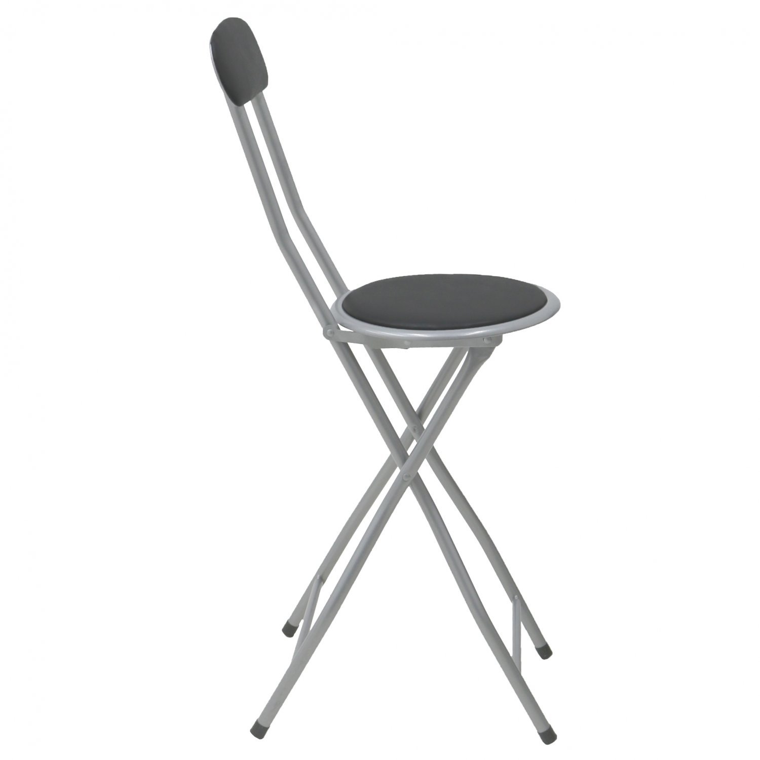 BLACK FOLDING HIGH CHAIR SEAT ROUND BAR STOOL BREAKFAST PADDED HOME KITCHEN NEW 