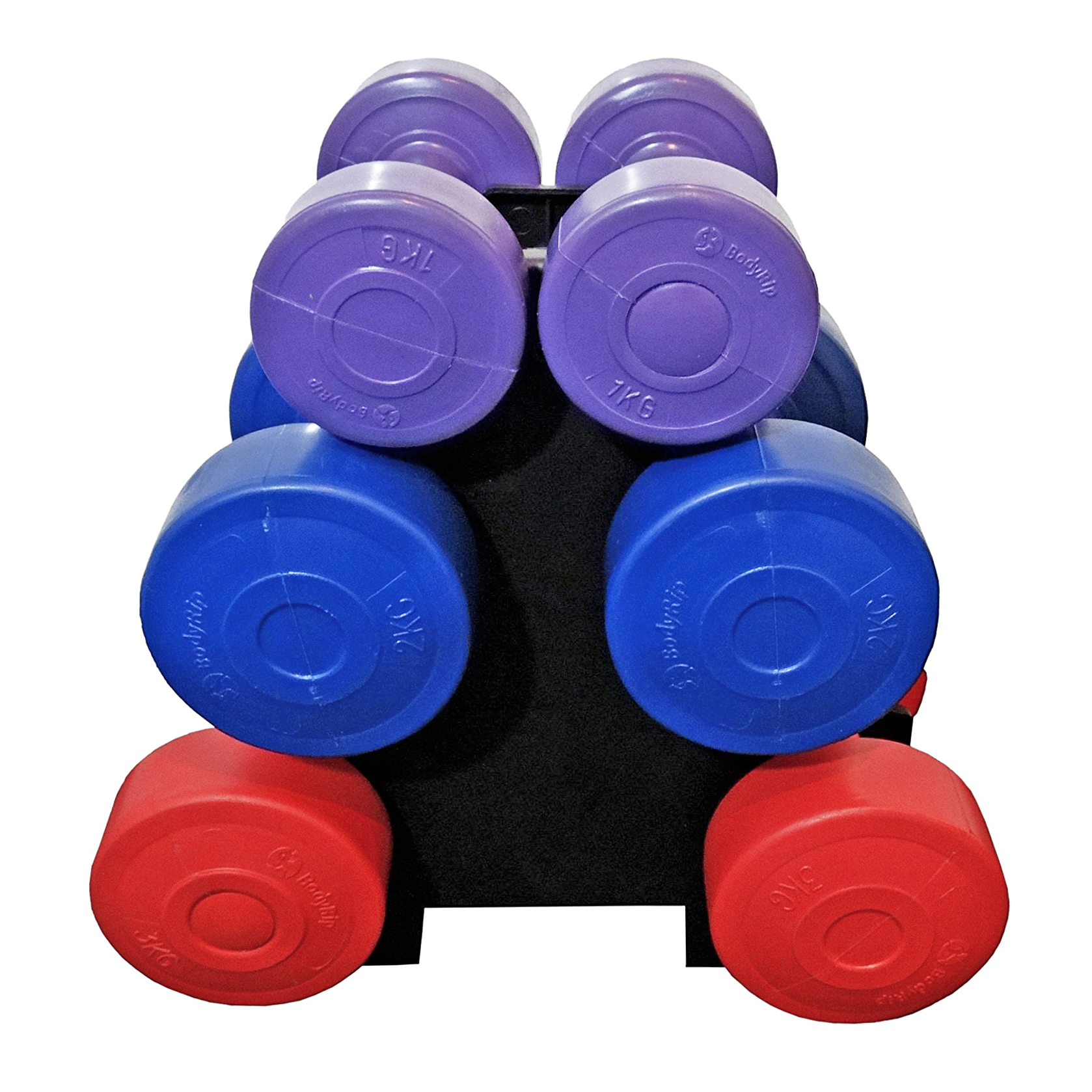 12kg Vinyl Hand Dumbbell Workout Weight Set Including Stand - £19.99 ...