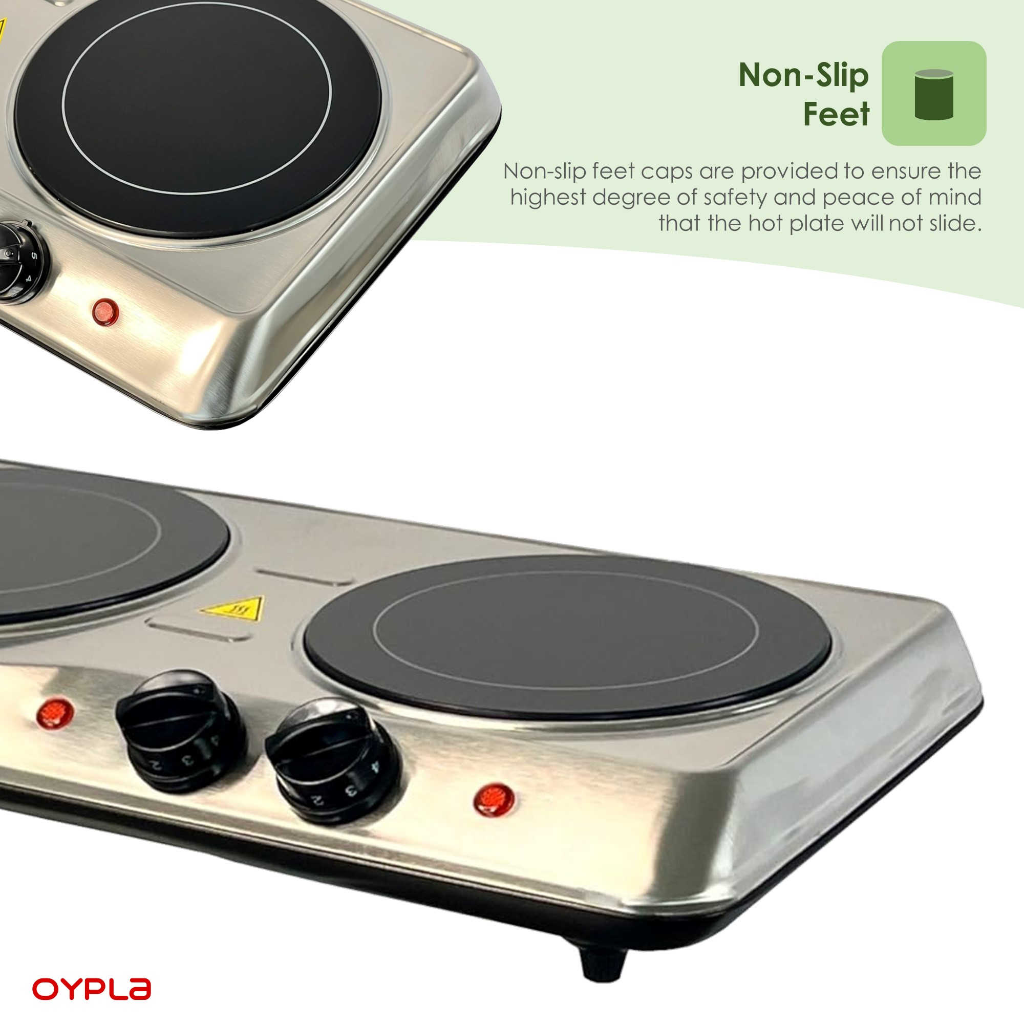 thumbnail image 2 of 2 Burner Electric Cooktop - Infrared Ceramic Glass Hot Plate, Stainless Steel, Knob Control 2 of 4