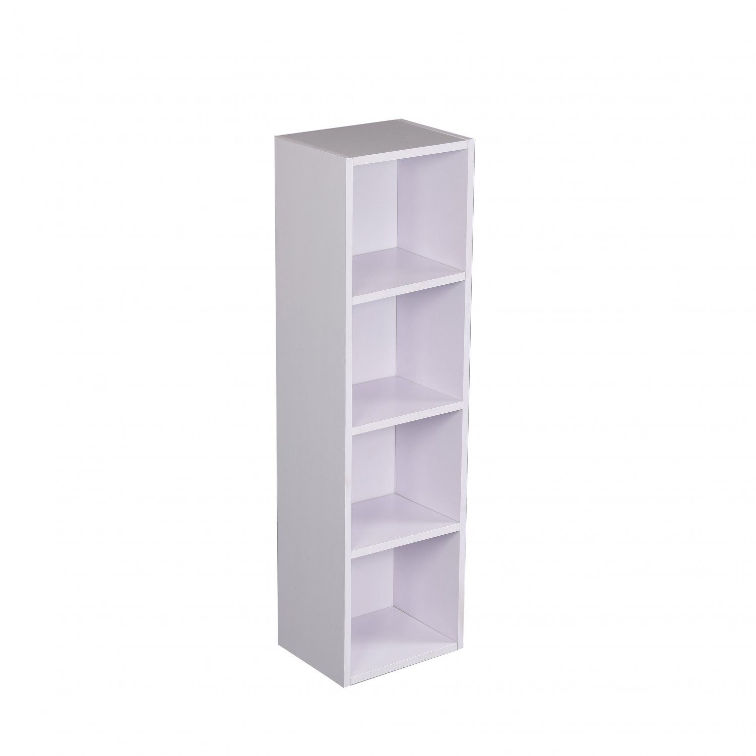 4 Tier Wooden Shelf White Bookcase, White Bookcase Shelving Unit