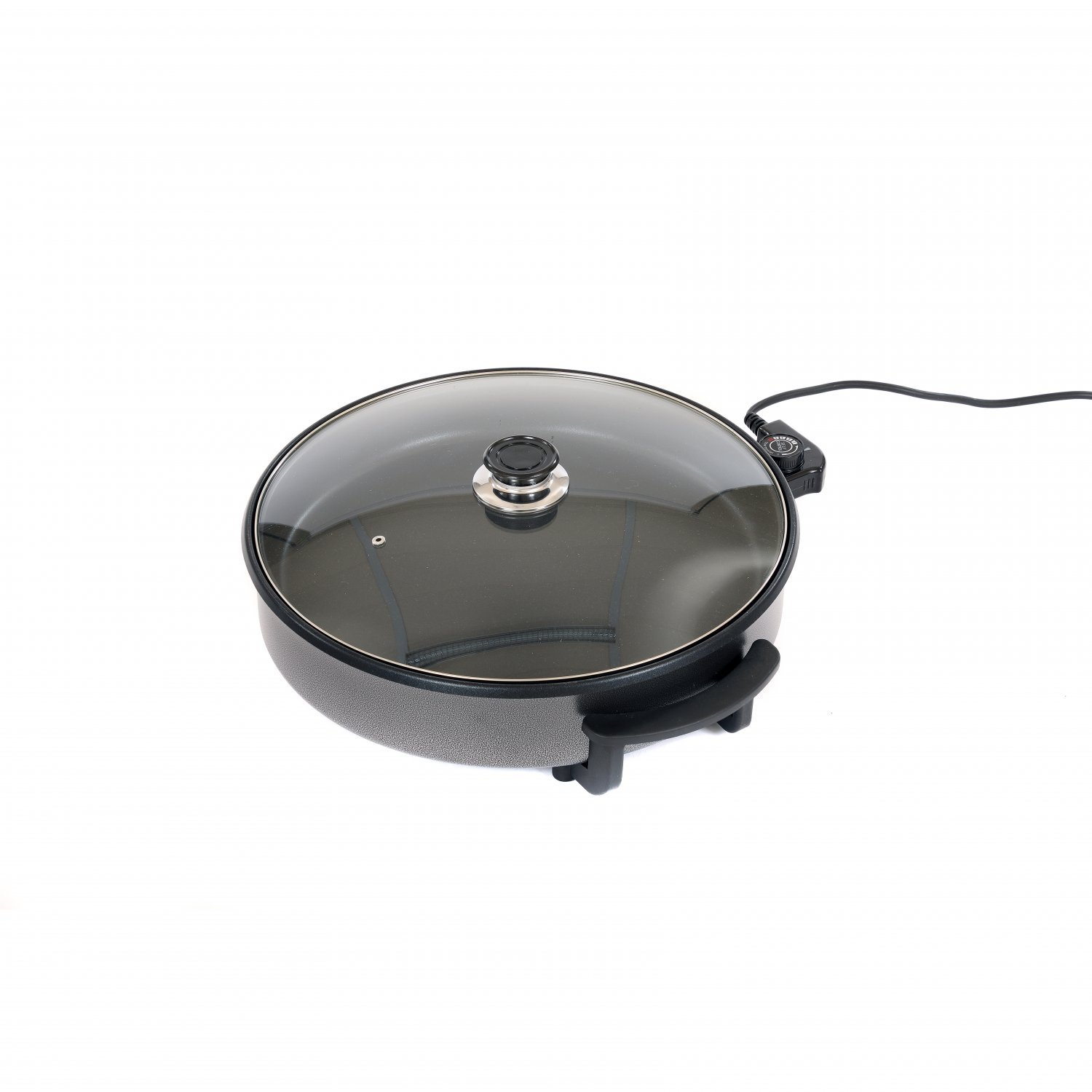 Multi-Functio Electric Frying Pan with Glass Lid DZSF Large Multi Cooker 1500W 42cm Non-Stick Surface and Cool Touch Handles 