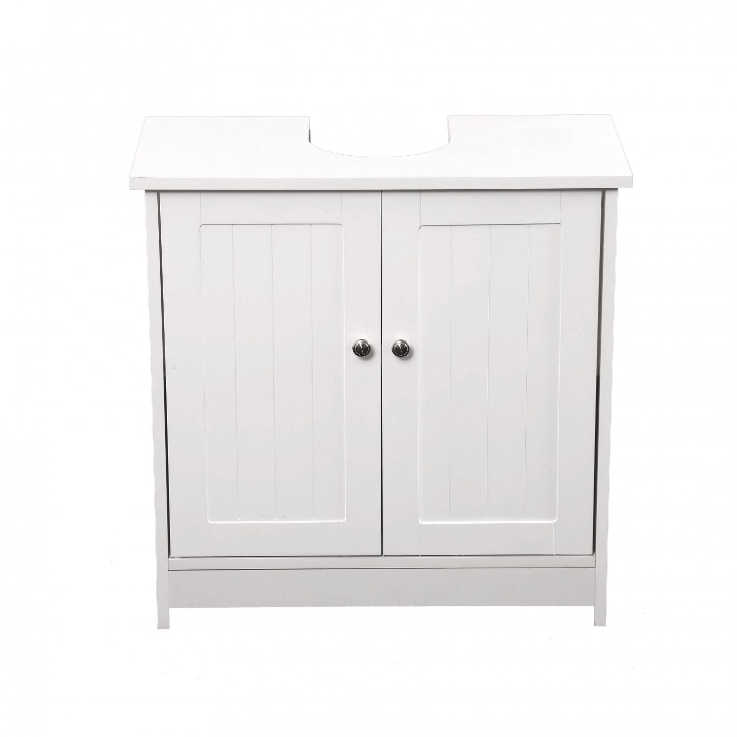 SoBuy® FRG237-W White Under Sink Bathroom Storage Cabinet with Double Shutter Doors 60x35x58cm 