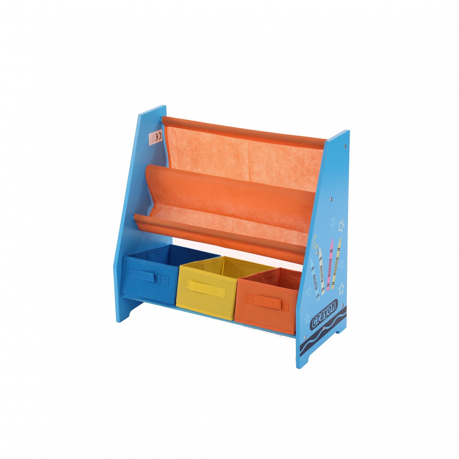 Kiddi Style Childrens Crayon Wooden Storage Rack/Sling Bookcase Blue 