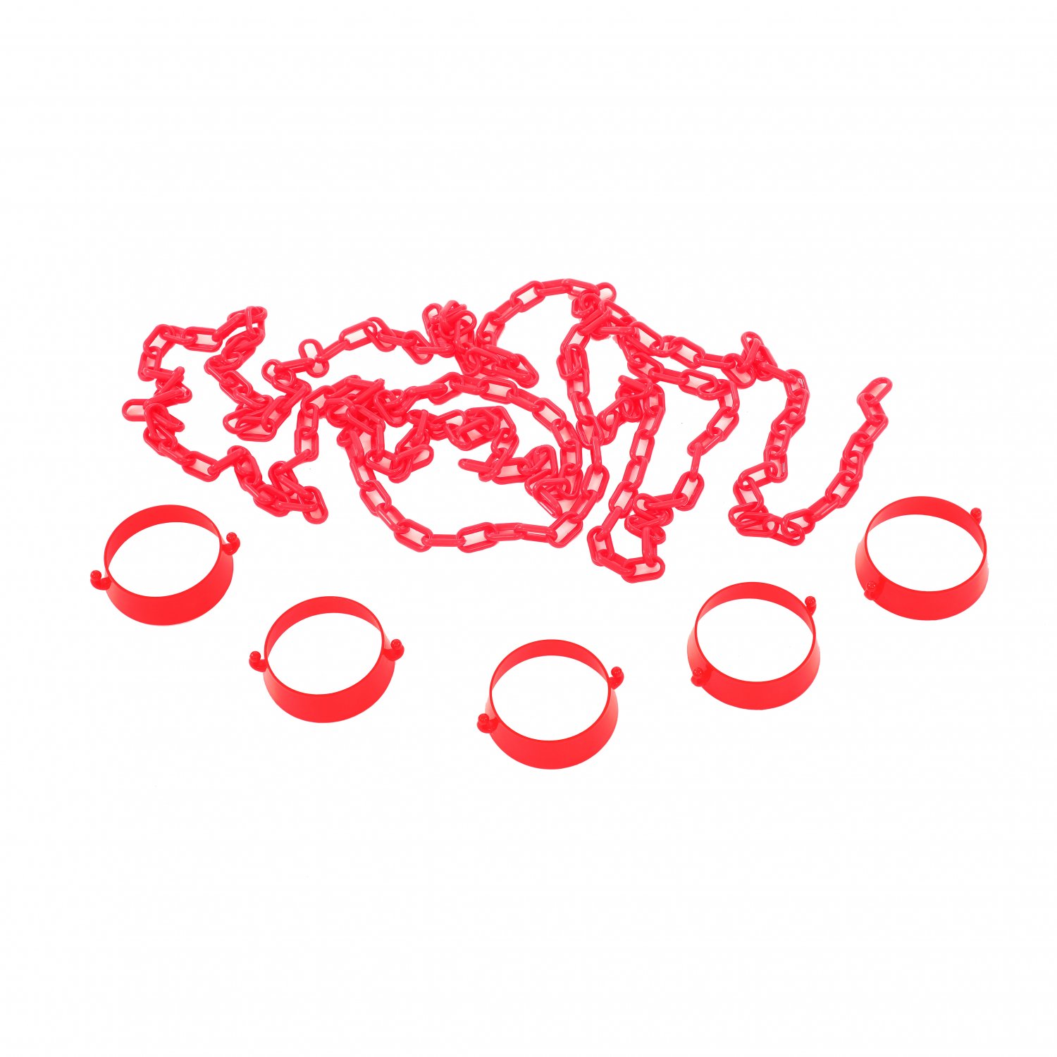 NEW Set of 5 Chain Holders Including 5m Red Plastic Barrier For Road Cones 