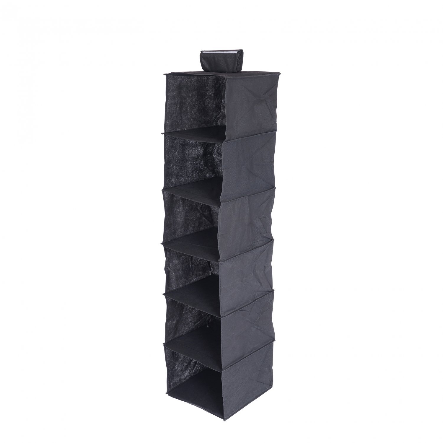6 Tier Black Canvas Hanging Storage, Suspended Storage Shelves