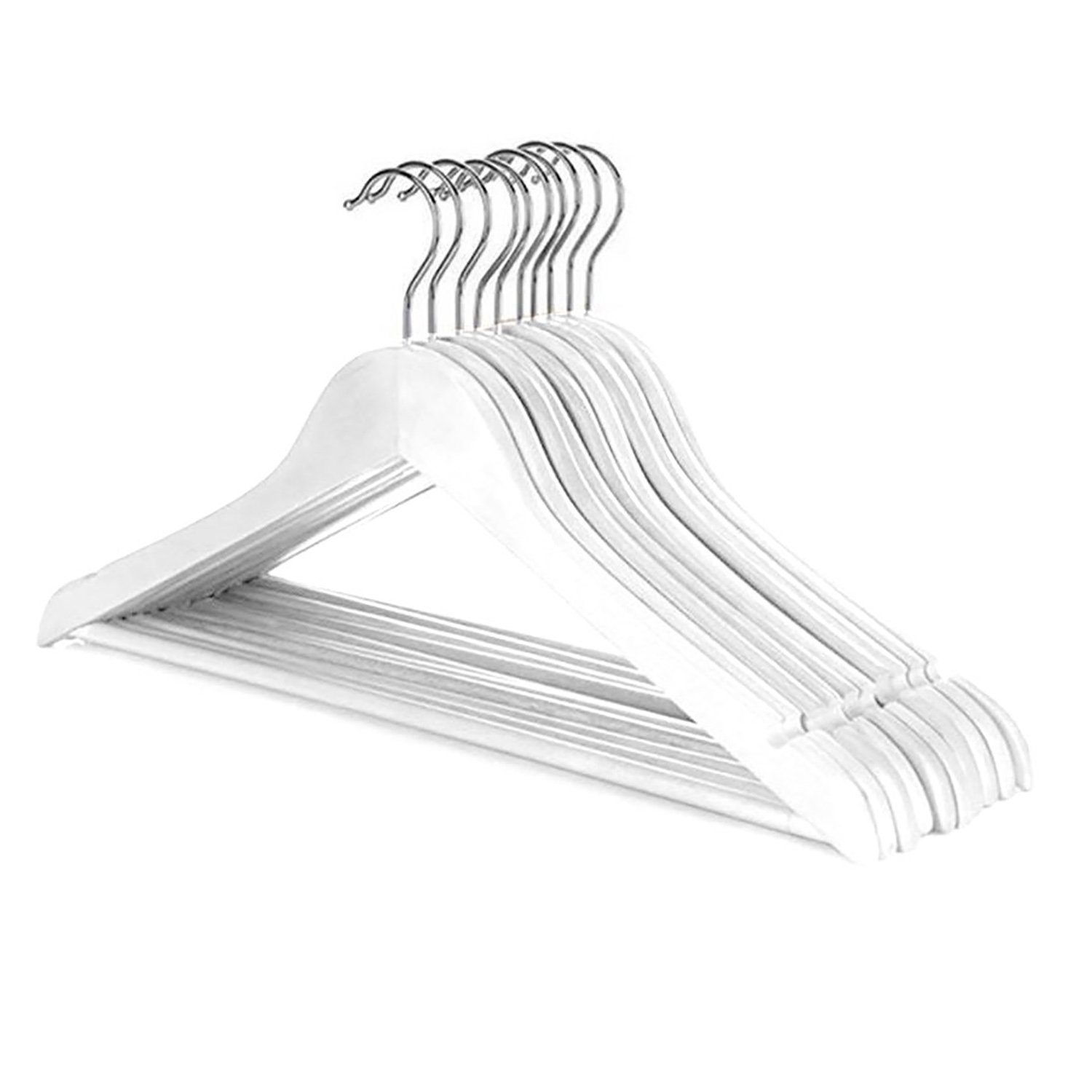 Harbour Housewares Metal Wire Coat  Clothes Hangers  Trouser Bar   Notches  Chrome  Pack of 10  Catchcomau